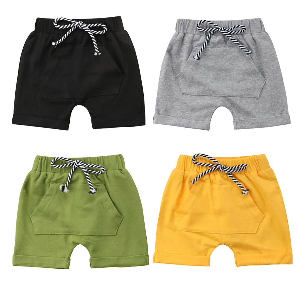 

Kids Solid Shorts Toddler Kids Baby Boys Girls Casual Pocket Elastic Waistband Beach Shorts Summer Clothes pantalones cortos