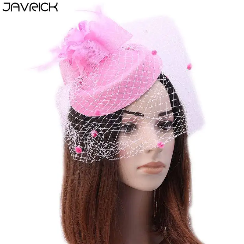 

Cocktail Tea Party Seashell Fascinators Pillbox Hat Womens Glitter Powder Artificial Rose Flower Candy Color Mesh Veil Hair Clip