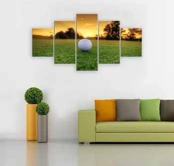 

5 Panel Canvas Modern Wall Art Golf Backgrounds Painting Posters and Artwork HD Prints Pictures Decor for Living Room Framed