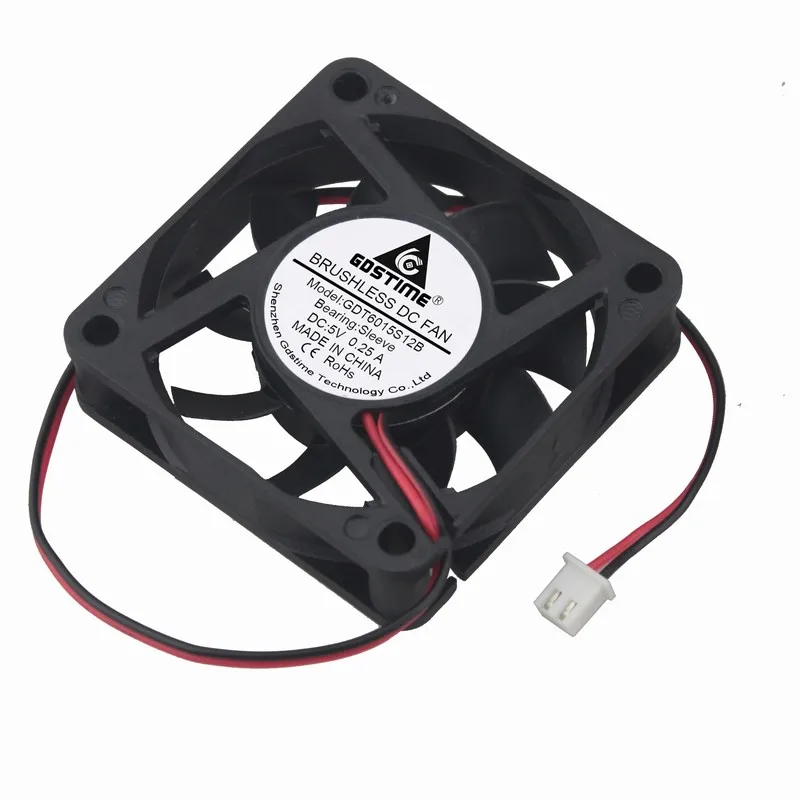 5 Pcs Gdstime 5V DC Brushless Cooling Fan 60mm x 15mm 6015 60x60x15mm 0.25A PC CPU Motor Radiator 6cm 2 Wire 2Pin | Компьютеры и офис