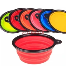 500 шт/партия Черное домашнее животное силиконовый складывающаяся миска для домашних животных портативные миски для собак 6 цветов