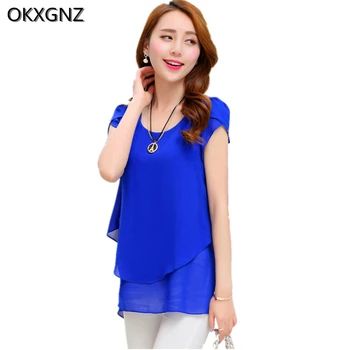 

Korean Version Summer 2017 New Women Pure Color T-shirt Loose Big Yards Women's T-shirt Short-sleeved Chiffon Tops Clothes A271