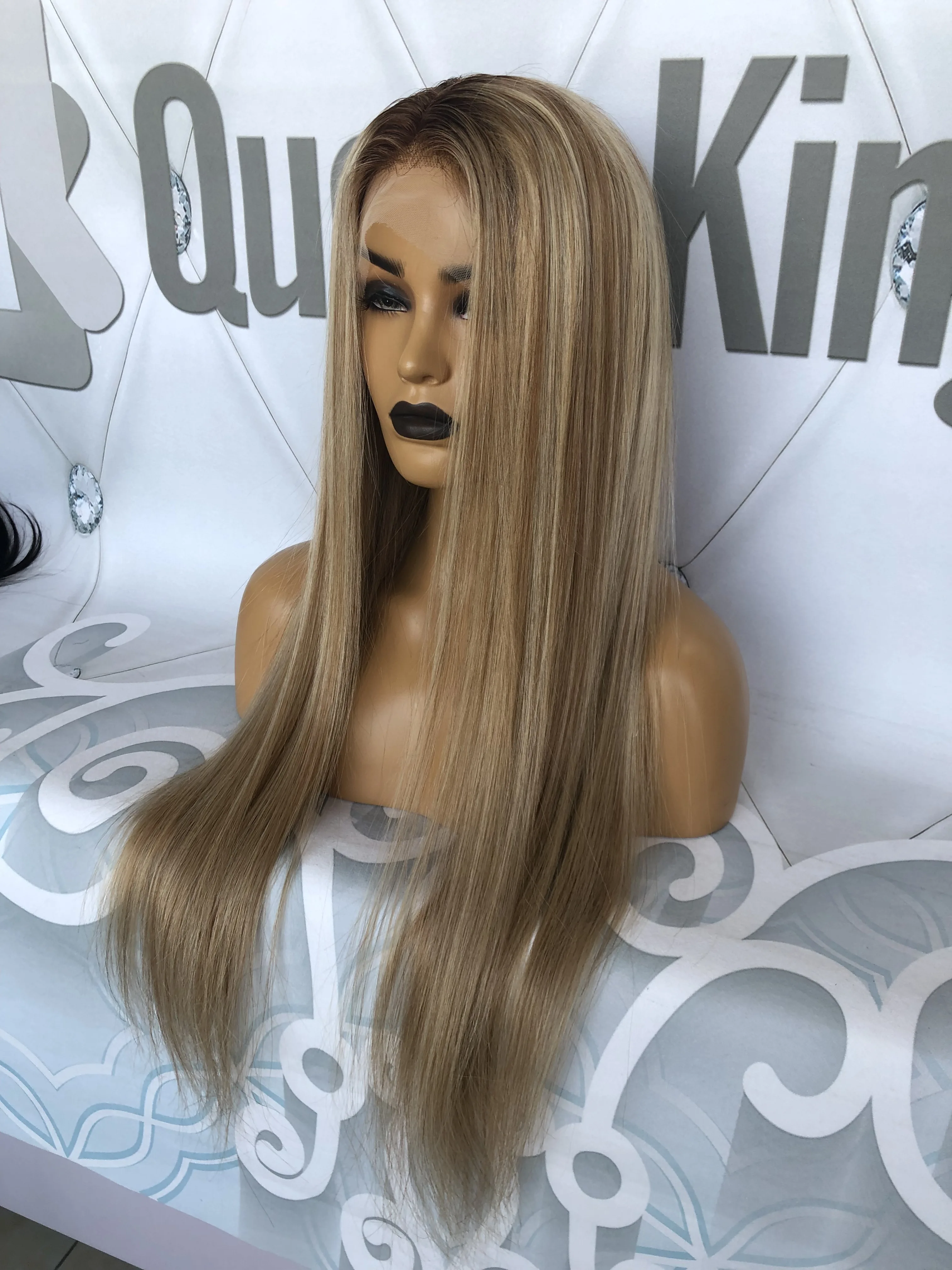 QueenKing волосы полный кружево 150% плотность Lemi цвет T4/27/613 Ombre зимние парики