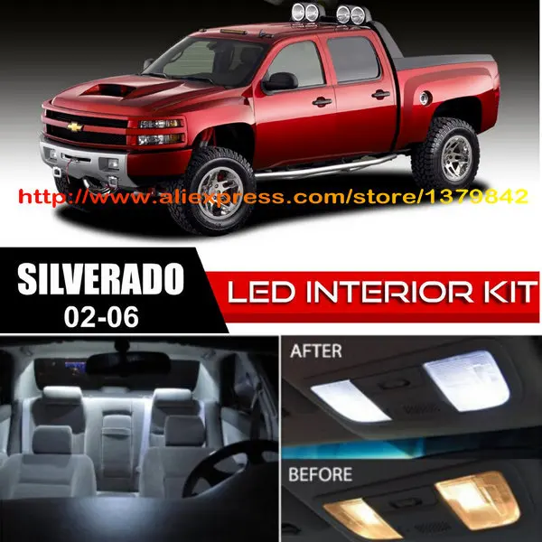 

Free Shipping 18Pcs/Lot car-styling Xenon White Canbus Package Kit LED Interior Lights For Chevy Silverado 1999-2006