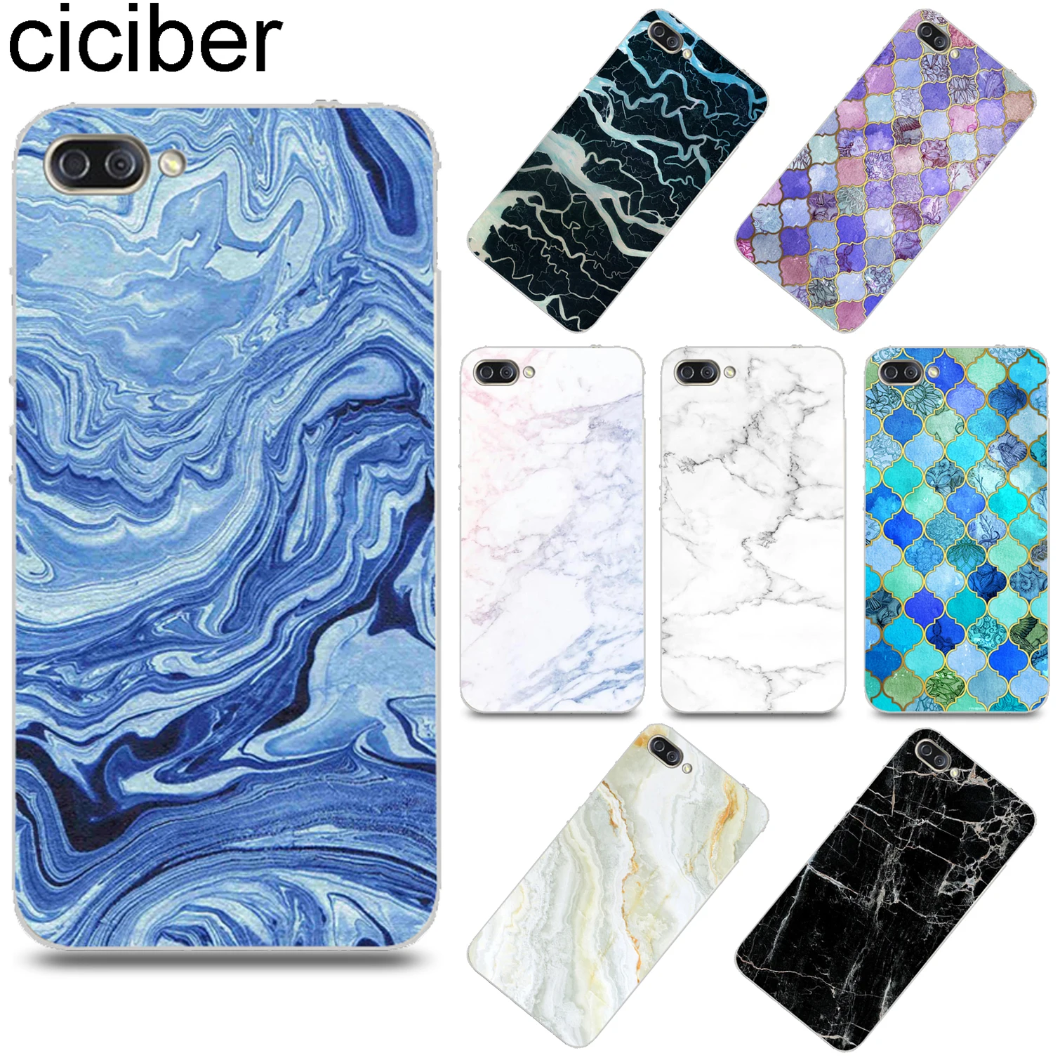

ciciber Colored Marble Cover for ASUS Zenfone 4 Max Plus Pro ZC554KL ZC520KL Soft TPU Phone Cases for ASUS ZenFone Go ZB500KL