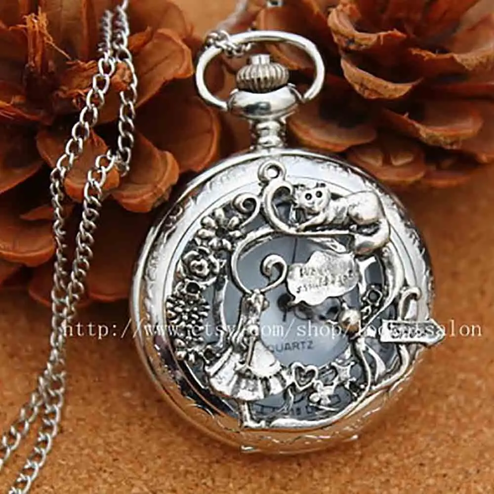 Часы alice in wonderland винтажные мужские кварцевые карманные часы с цепочкой в стиле