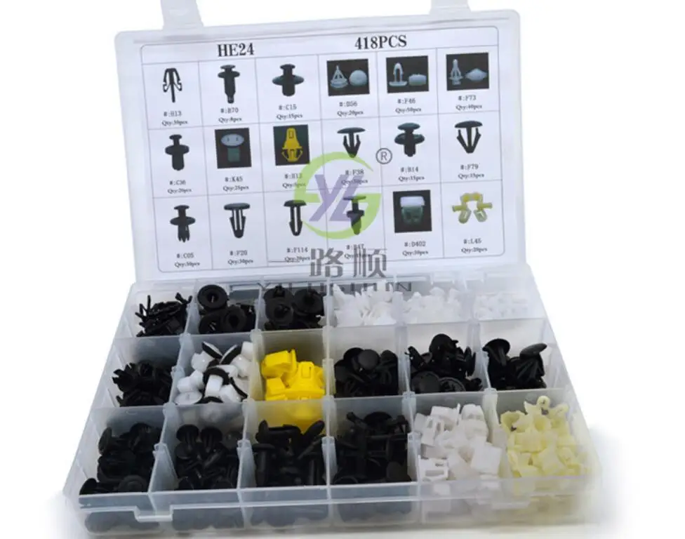 

418Pcs Car Plastic Plug Trim Clip Door Bumper Fender Fastener Pin Rivet Assortment Kit For Honda Isuzu Mazda Toyota Mitsubishi