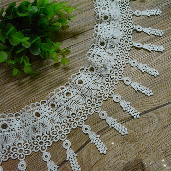 

5 Yard/Lot Milk silk tassel lace trim embroidery lace fabric garment curtains sofa skirts DIY accessories wide 10cm SM126