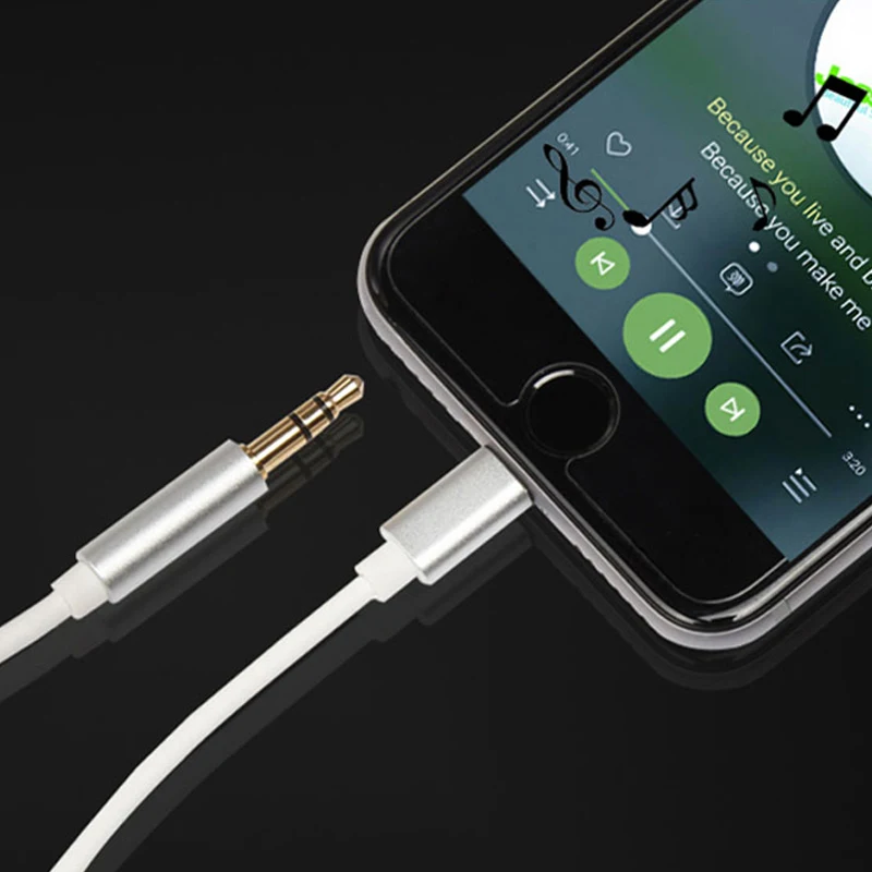 OUSU 24k позолоченный 3 5 мм разъем AUX кабель для iphone Lightning оригинальный аудио