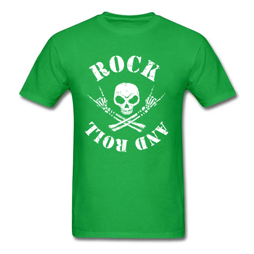 ROCK N ROLL Male 2018 Birthday Tops Tees Round Collar Thanksgiving Day 100% Cotton T Shirts Normal Short Sleeve Tee-Shirts ROCK N ROLL green