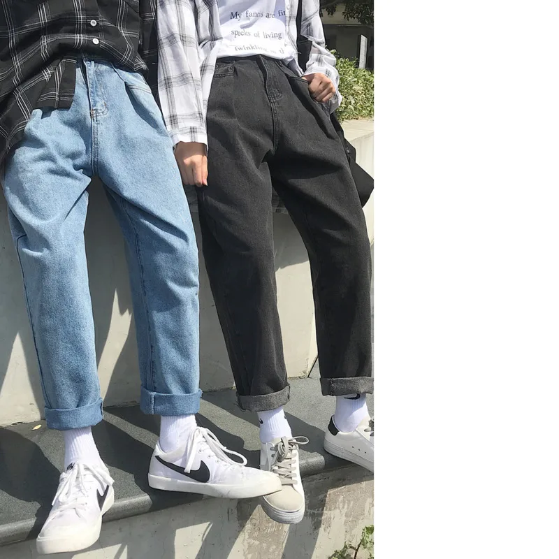 Jeans Men 2018 Autumn New Denim Trousers Man Solid Color Fashion Casual Large Size Loose Straight Wide Leg Cowboy Pants Male