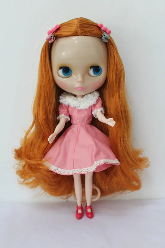 

Blygirl Ginger yellow curly hair Blyth doll transparent skin nude doll ordinary body 7 joints for their own change makeup