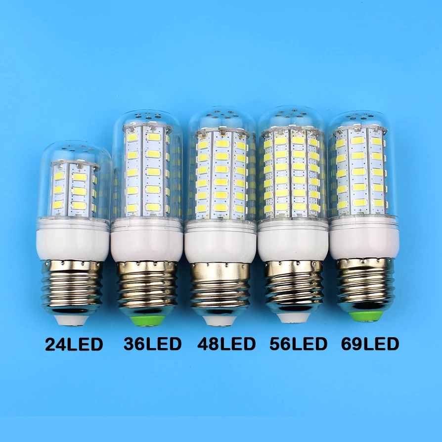 E27 E14 Led Lamps 5730 220V 24LED 36LED 48LED 56LED 69LED Corn Led Bulb