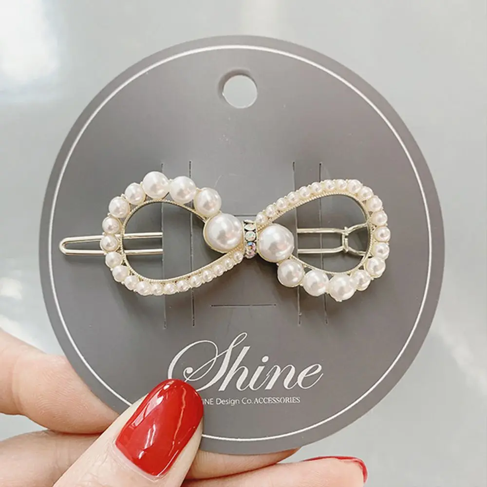 Hot Fashion Women Imitation Pearl Cystal Hair Clip Korean Hairpin Geometric Heart Waterdrop Hair Styling Accessories