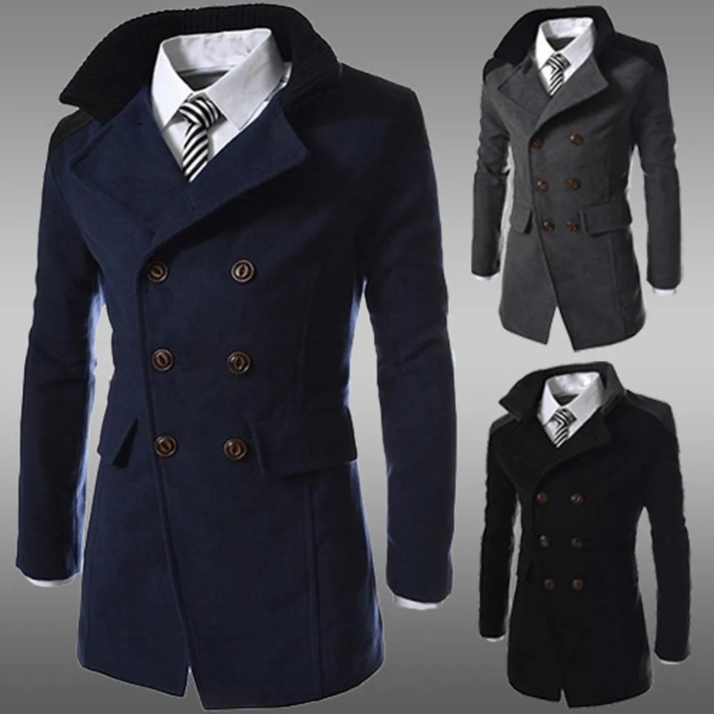 Высококачественная Мужская куртка, теплый зимний Тренч, Длинная Верхняя одежда на пуговицах, умное пальто, мужские стильные официальные пальто#0725