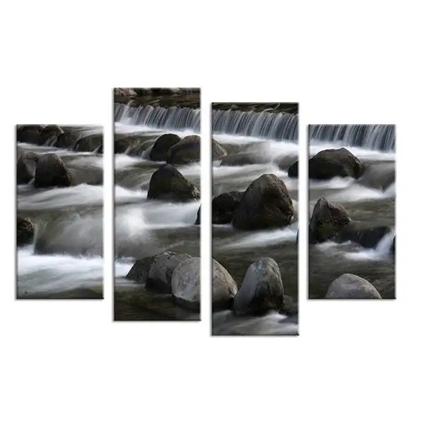 4pcs Waterfall Scape Living Rooms Set Wall Painting Print On Canvas For Home Decor Ideas Paints On Wall Pictures Art No Framed