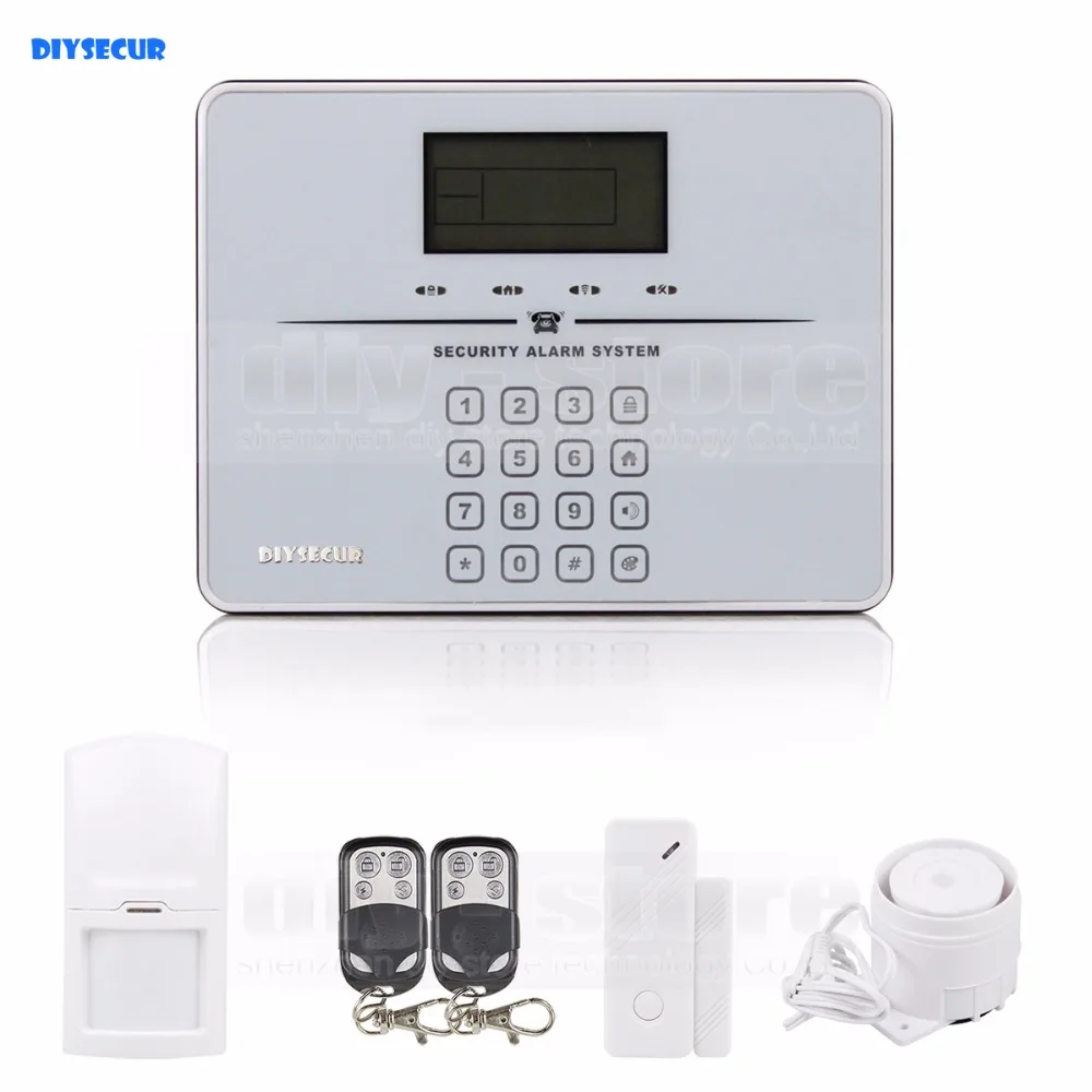

DIYSECUR Touch Keypad Wireless GSM PSTN Intercom Mornitor House Intruder Alarm System Voice Prompt White