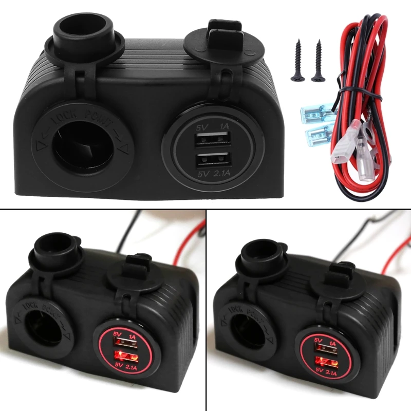

New Tent DC 12V 24V Car Boat Cigarette Lighter Power Socket Dual USB Charger Outlets Drop Shipping Support