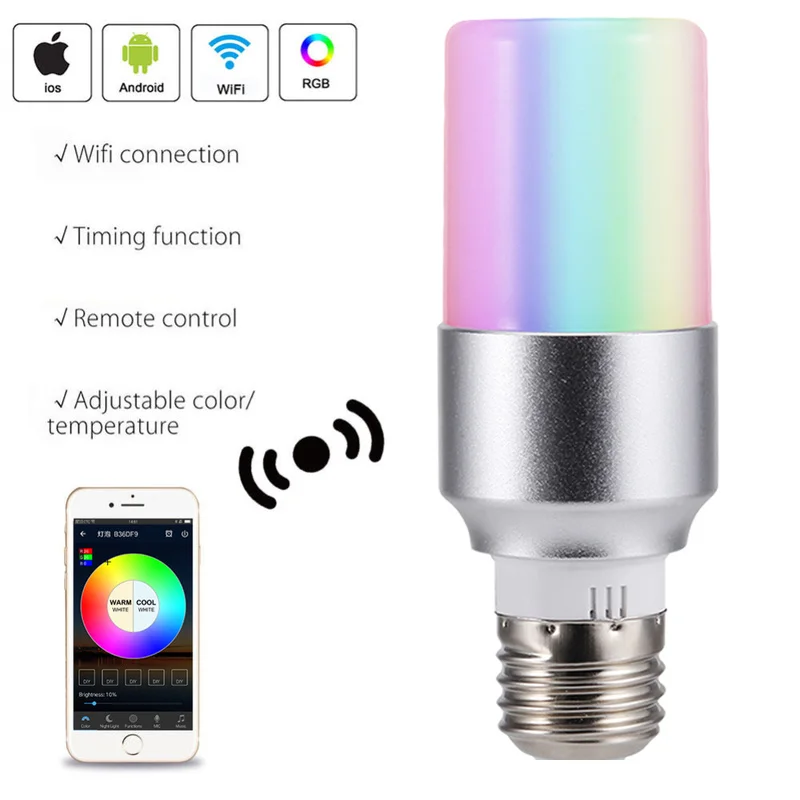 Многоцветный Wake-Up светильник s смарт-лампочка WiFi затемняемый Светодиодный светильник лампа приложение дистанционное управление работает с Alexa Google Home