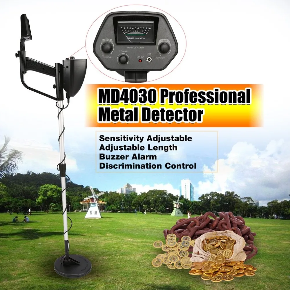 

Dropship MD4030 Professional Portable Underground Metal Detector Handheld Treasure Hunter Gold Digger Finder Length Adjustable