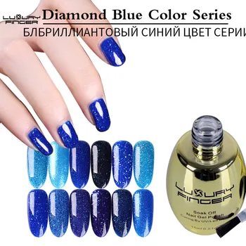 

Luxury Finger 1x Bling Glitter Diamond Blue 15ML UV Gel Polish Varnish Royal Color Soak Off Sequin Lacquer Nail Art UV Led Lamp