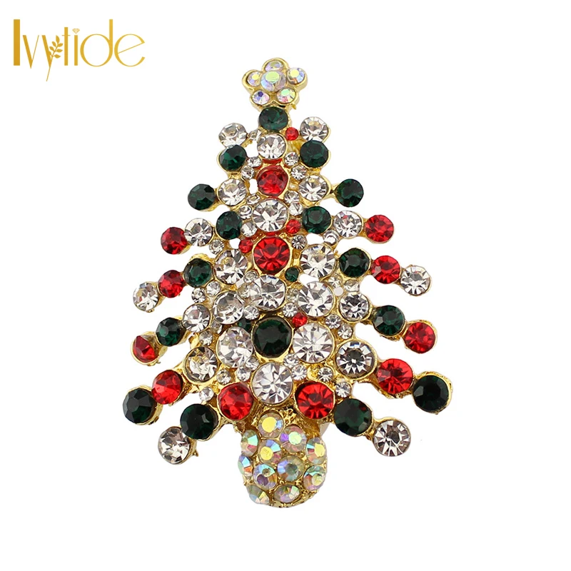 Lvytide Brooches and pins Full rhinestone christmas tree sparkly