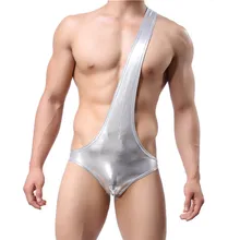 Сексуальное мужское нижнее белье боди сияющая пижама из спандекса трусы костюм трусы золотые и серебряные два цвета