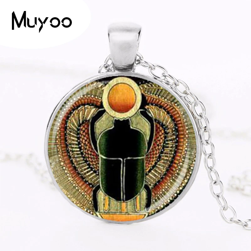 Ожерелье с кулоном в виде стеклянного купола символ силы египетского Scarab