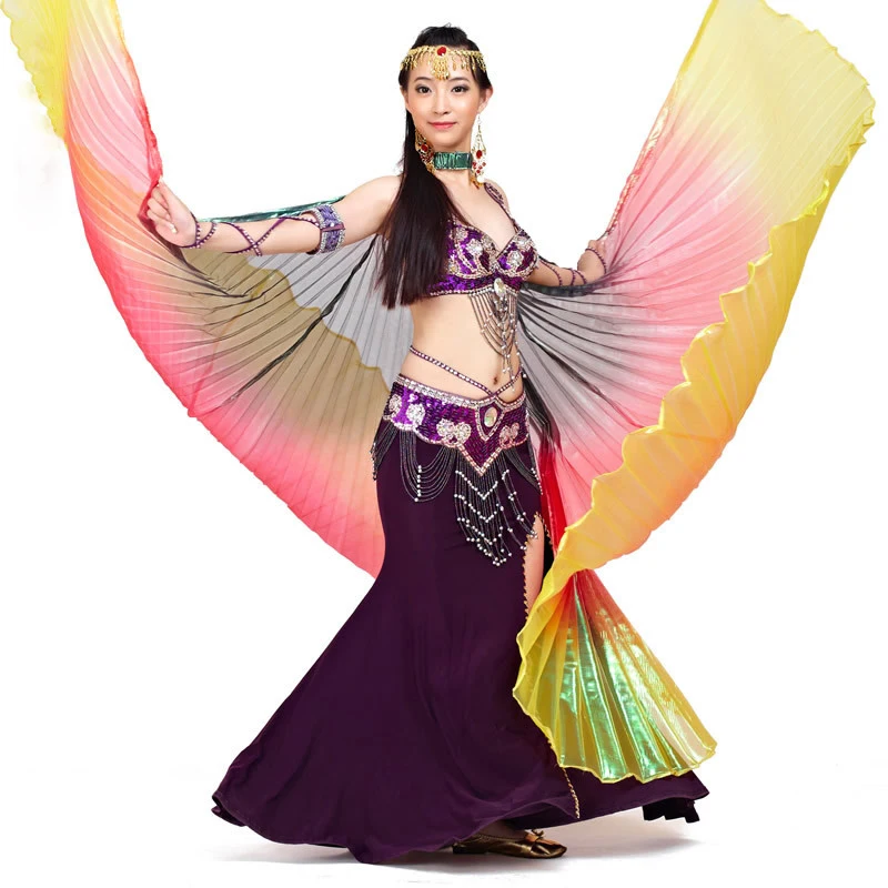 High Quality Belly dance tricolor wings transparent colored wings belly dance belly dancing stage props Without Stick Brand New