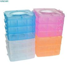 18 grids 3 layers Detachable Portable Clear Plastic Craft Beads Jewellery Storage Box Organizer Compartment Tool Dropship feb22