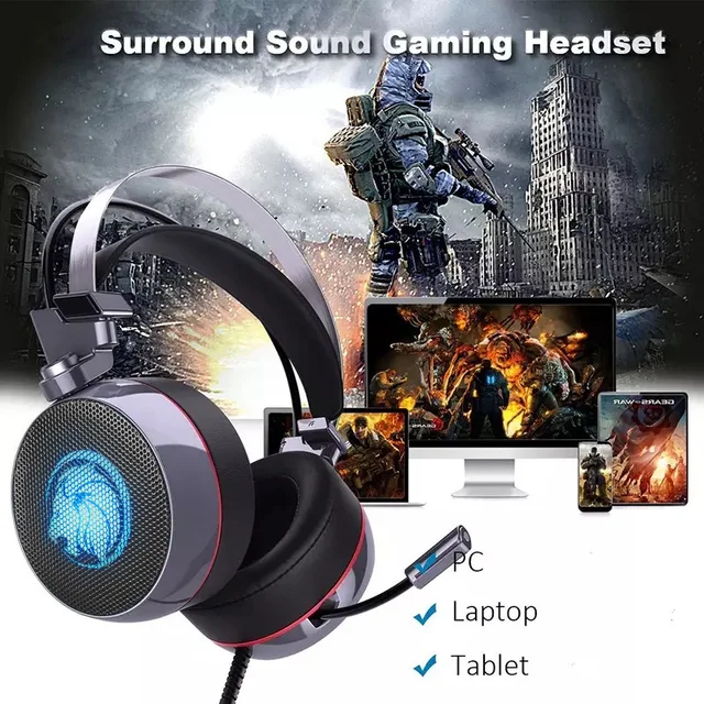 ZOP N43 Stereo Gaming Headset 7 1 Virtual Surround Bass Gaming Earphone Headphone with Mic LED