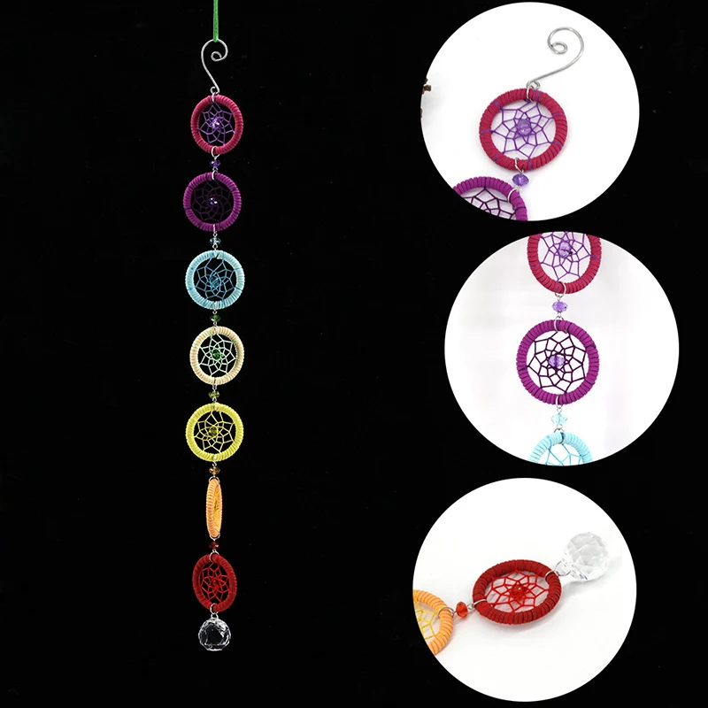 

2018 New Rainbow Chakra Dream Catcher Wall Hanging Decoration Ornament for Car Home