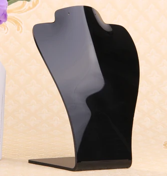 

5pcs Black Organic Glass Necklace Chain Bust Jewelry Display Holder Stand 11.8x7.08",Acylic Necklace Showcase Display Stand