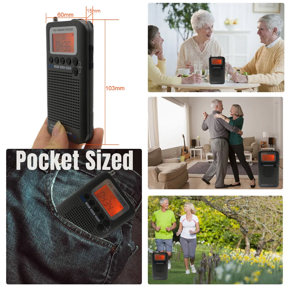 2022 Aircraft FullBand VHF Radio Portable FM AM SW Radio VHF CB 30-223MHZ 25-28MHZ Air 118-138MHZ with Dual Alarm Clock