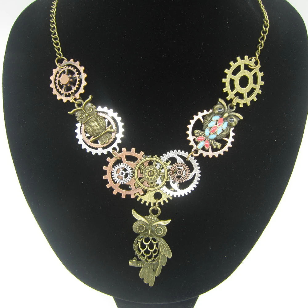 Collar con colgante búho Vintage, diseño Original de engranajes artesanales, Steampunk, novedad 2018|Collares colgantes| AliExpress