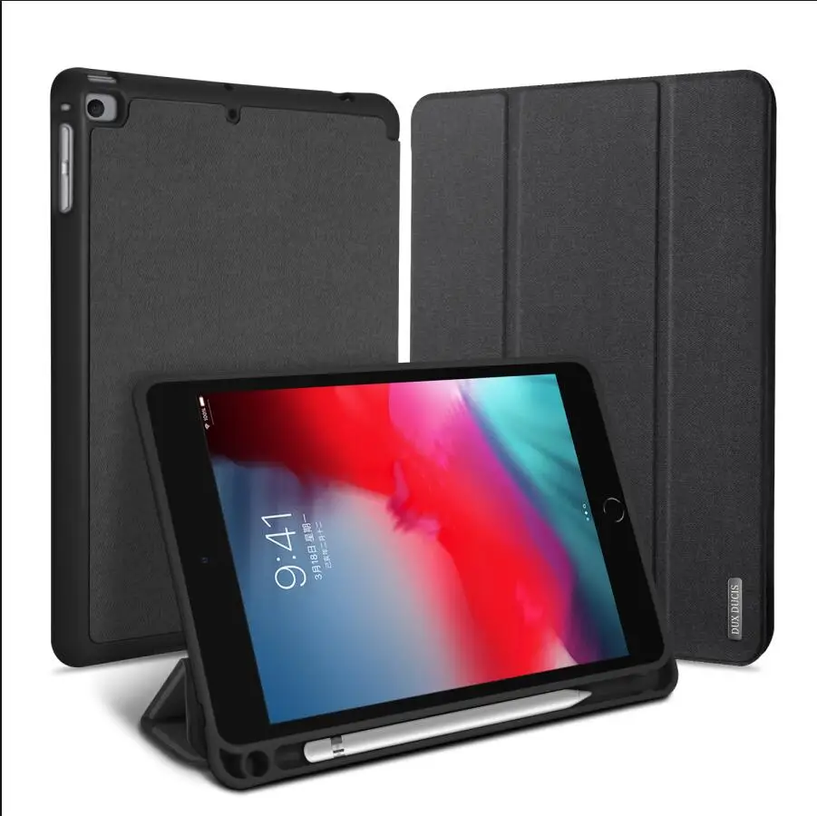 Чехол для ipad Mini 5 из искусственной кожи Smart Cover для ipad Mini 5() ultra Slim автоматическое выключение с карандашницей Fundas - Цвет: Black