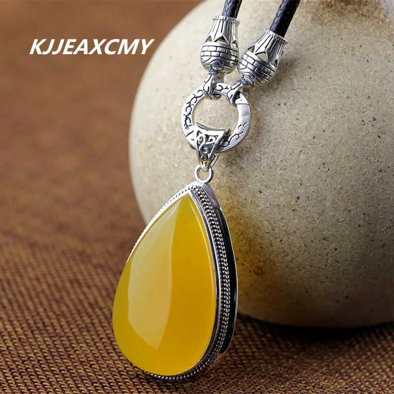 

KJJEAXCMY 925 Vintage Silver Garnet Topaz agate pendant gem sweater chain cord pendant jewelry exaggerated