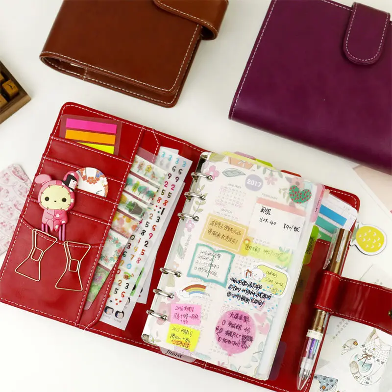 2017 Vintage Leather Notebook A5 A6 Retro PU Notebook Dairy Personal Planner Agenda with 25mm Dia Ring Office & School Supplies 2017 Vintage Leather Notebook A5 A6 Retro PU Notebook Dairy Personal Planner Agenda with 25mm Dia Ring Office & School Supplies