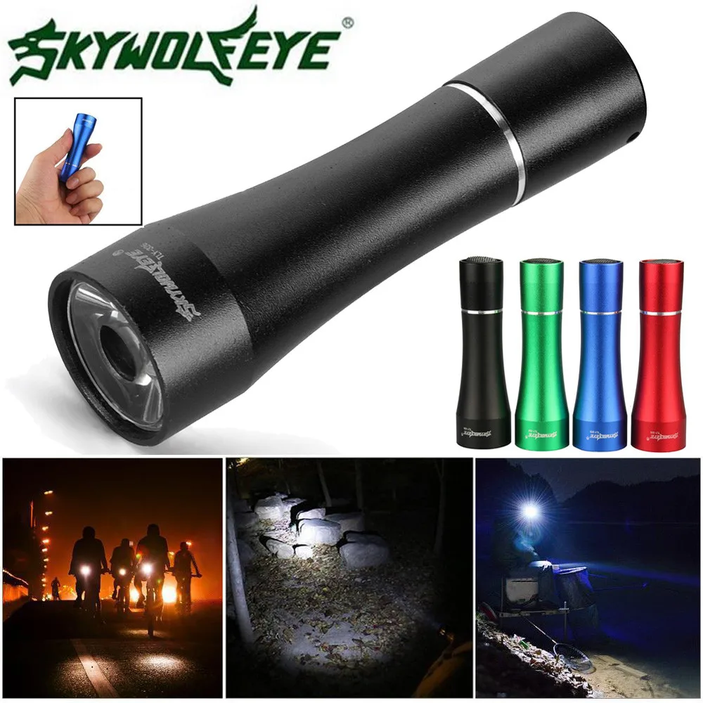 Excellent Ultra Bright SKYWOLFEYE 1W 1-Mode Aluminum Alloy LED Flashlight Torch Mini Tactical Light Waterproof Outdoor Camping Bike Light 0