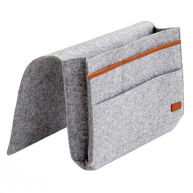 Felt Bedside Caddy Storage Bag- Bed Skirt Storage Pocket Organizer For Bedroom, College Dorm Room,Under Mattress Holder Bag