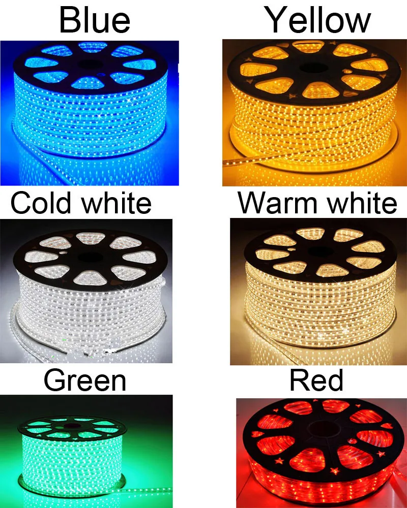 220 В 110 Светодиодная лента 5050 50 м 100 IP67 водонепроницаемый RGB двойной цвет веревка