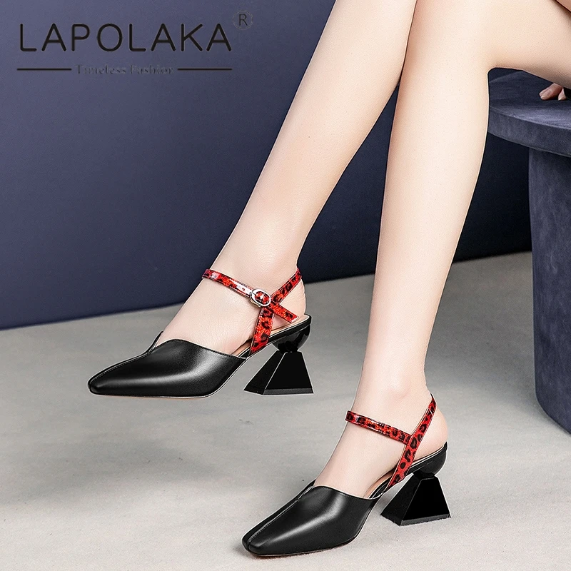 

Lapolaka 2019 Genuine Leather Buckle Strap Women Shoes Woman Sandals Female Strange Style Buckle Party Sandals Lady Shoes
