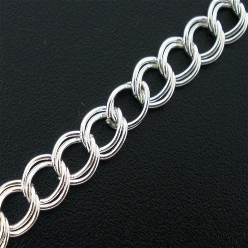 Doreenbeads Retail 400cm Silver Color Double Loops Link Chains Findings