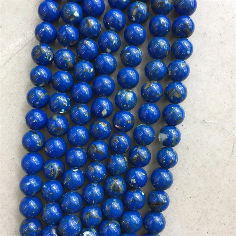 

Lapis Blue Turquoises Howlite Stone PINK WHITE Round Loose Shell Beads for Jewelry Making 15'' Strand DIY Bracelet 4/6/8/10/12mm