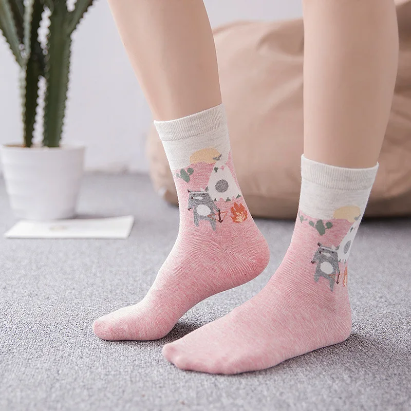 2 пар/лот, модные женские хлопковые носки с мультяшными животными, мишкой, лисой, каваи, забавные носки для женщин и девочек, носки Harajuku, подарки, Meias