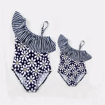 

2018 Family Clothes Mommy Me One-piece Conjoined Swimsuit Fused Mom Kids Matching Swimming Suit Baby and Mom Summer Swimsuit