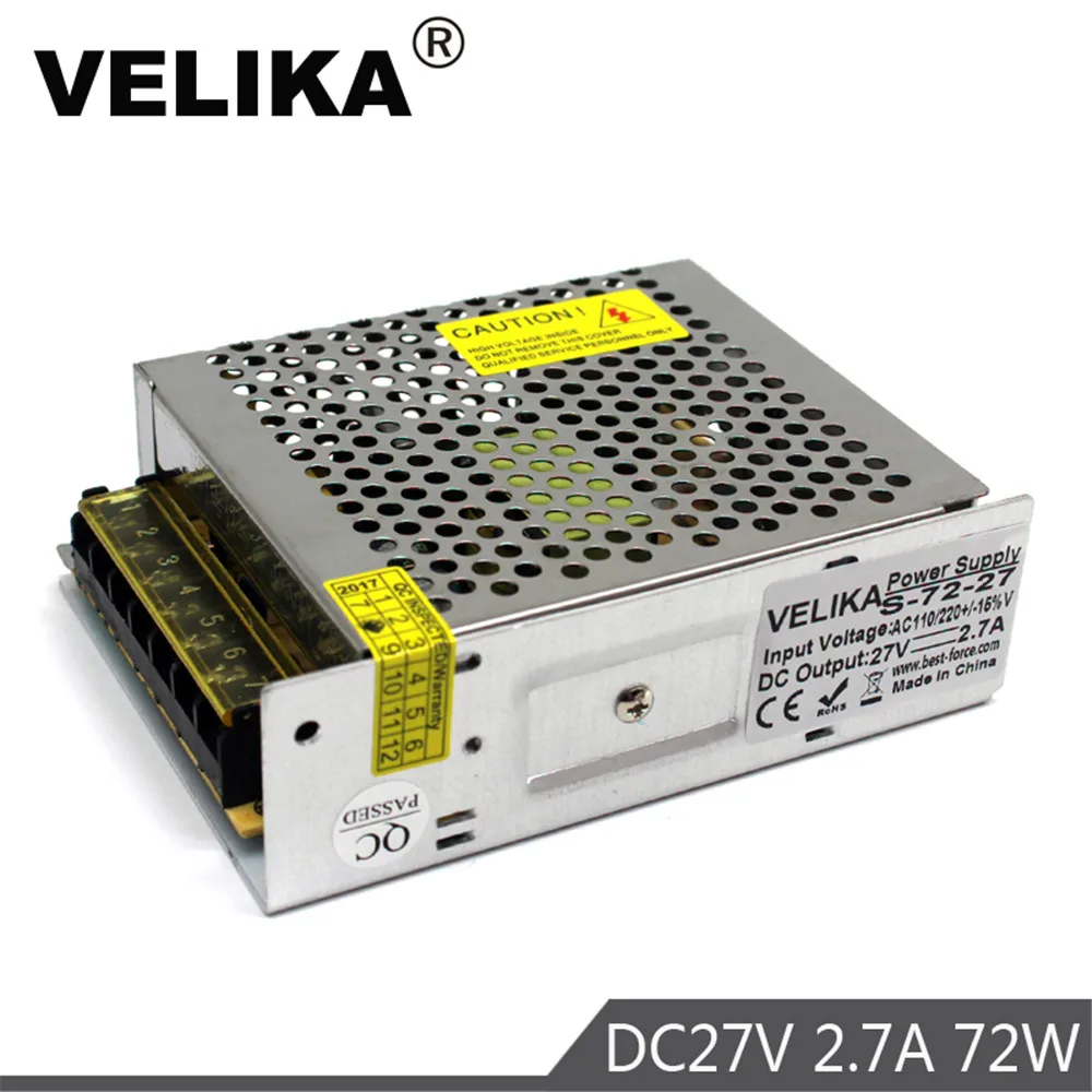 Блок питания для светодиодной ленты CCTV Stepper 27 В постоянного тока 110 А 72 Вт 220 В|switch
