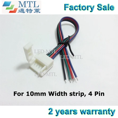

RGB connector for IP65 5050 LED strip to controller, 10mm width PCB 4 pin, 15cm long wire,100pcs/lot, Factory Wholesale