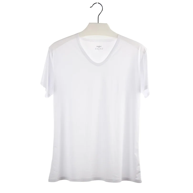 Men Undershirt Short Sleeve Tshirt Solid Spandex Nylon Knitted Underwear 3 Colors
