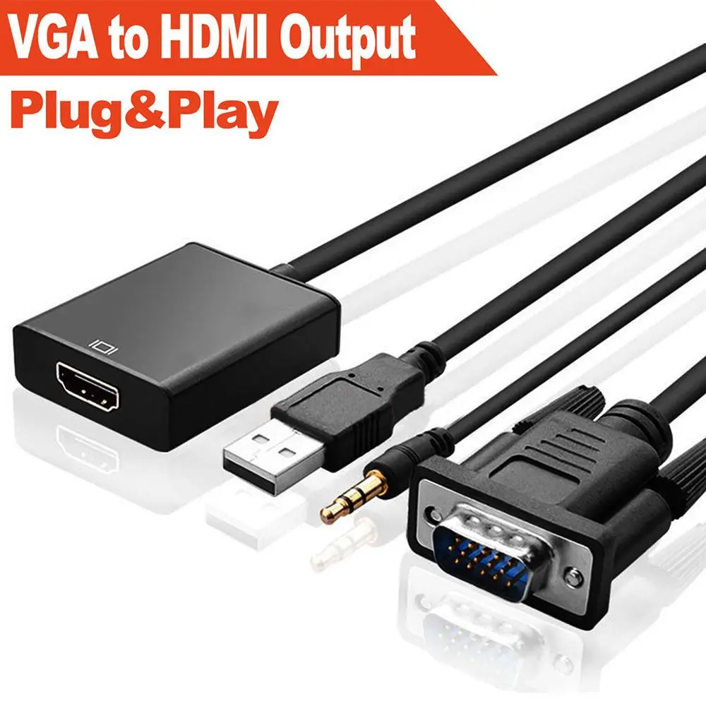 Новый HD + Аудио ТВ AV HDTV Видео кабель конвертер адаптер аудио провод VGA выход HDMI 1080P